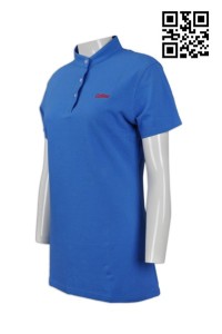 P617 訂製度身女裝Polo恤  設計淨色Polo恤裙 食品 飲食行業 企領 3粒鈕款   小企領 恤衫領     海藍色